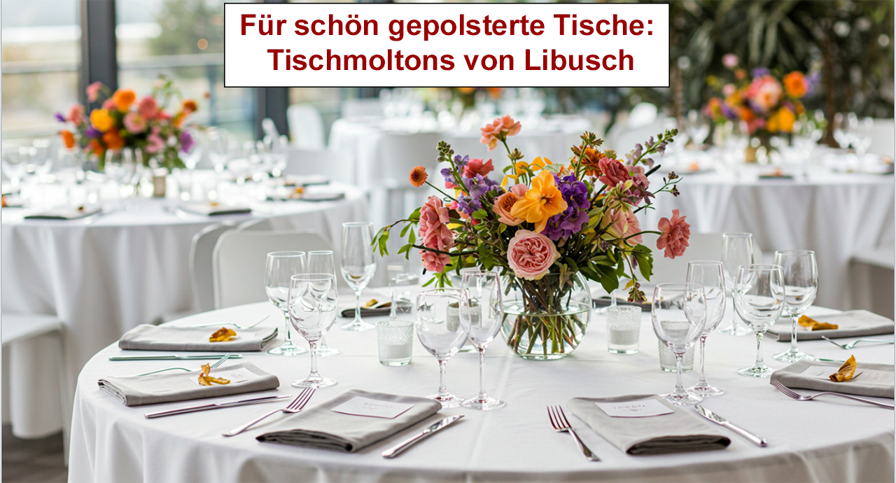 Beispielbild: runde Tische mit Tischmoltons und Tischdecken von Libusch Beispielbild: runde Tische mit Tischmoltons und Tischdecken von Libusch